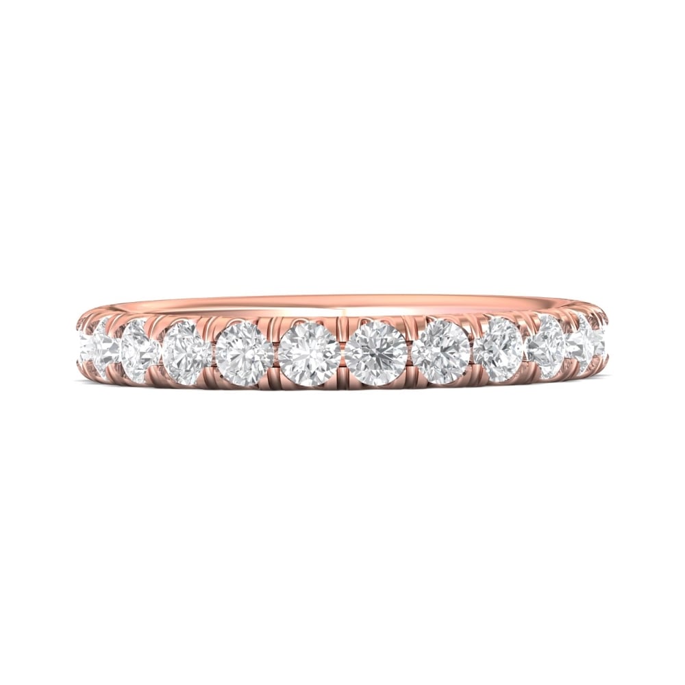 FlyerFit® 18K Pink Gold Micropave Cutdown Wedding Band