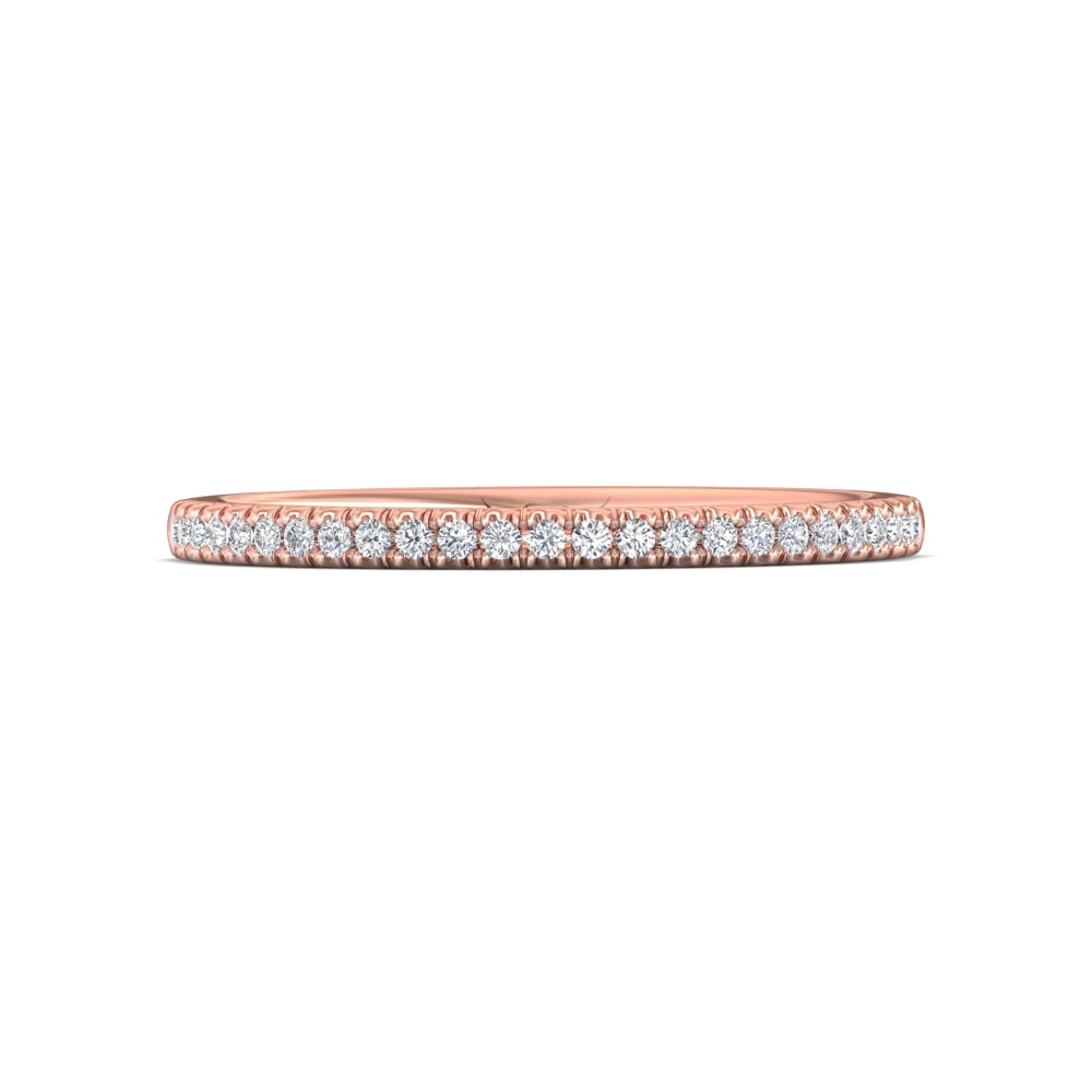 FlyerFit® 14K Pink Gold Micropave Cutdown Wedding Band