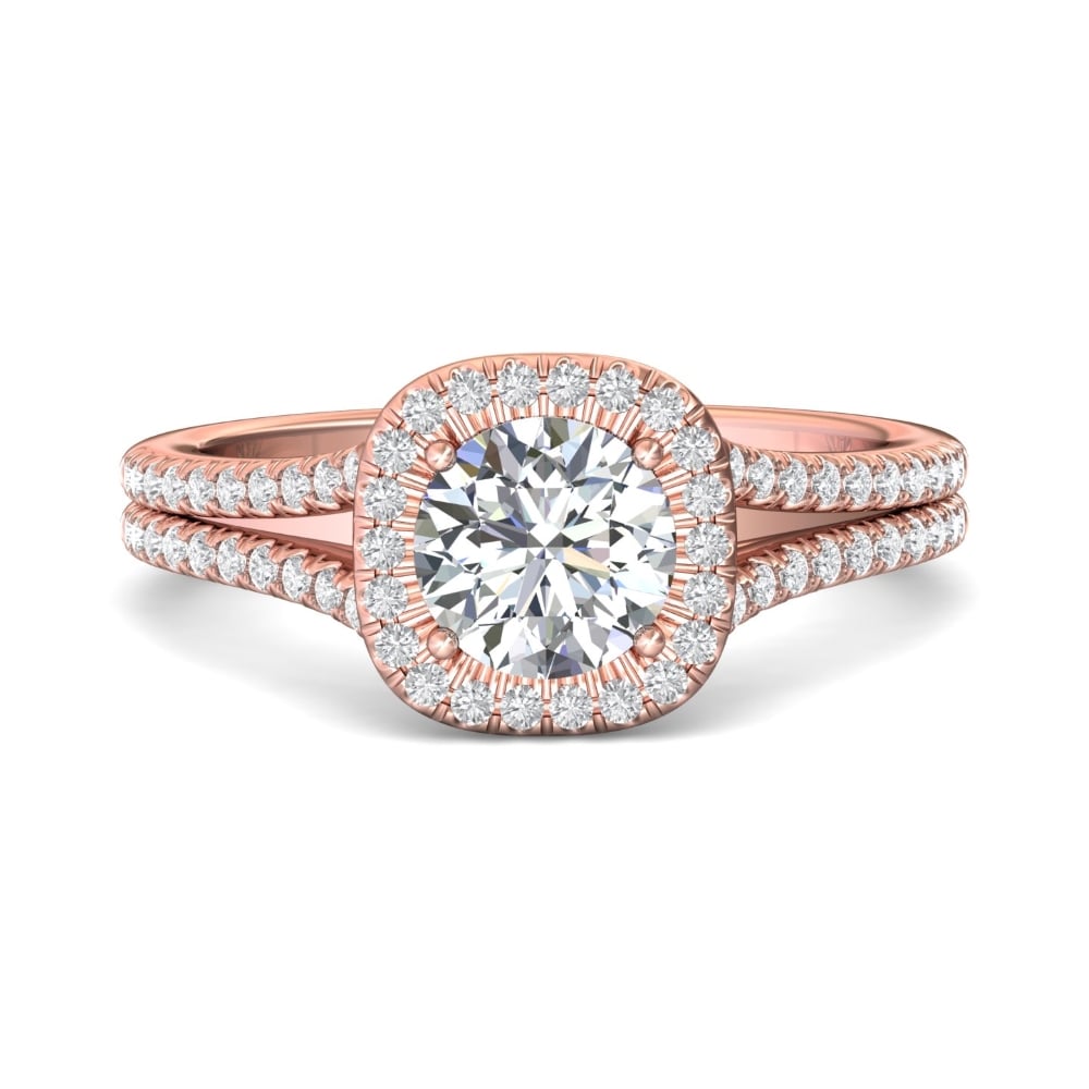 FlyerFit® 18K Pink Gold Split Shank Engagement Ring