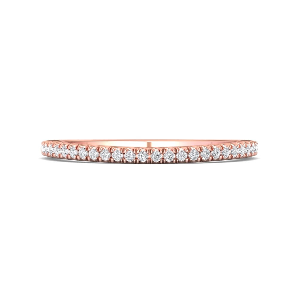 FlyerFit® 18K Pink Gold Micropave Cutdown Wedding Band