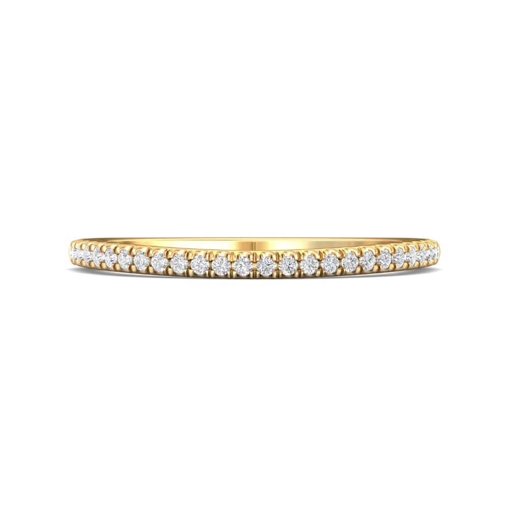 FlyerFit® 18K Yellow Gold Micropave Cutdown Wedding Band