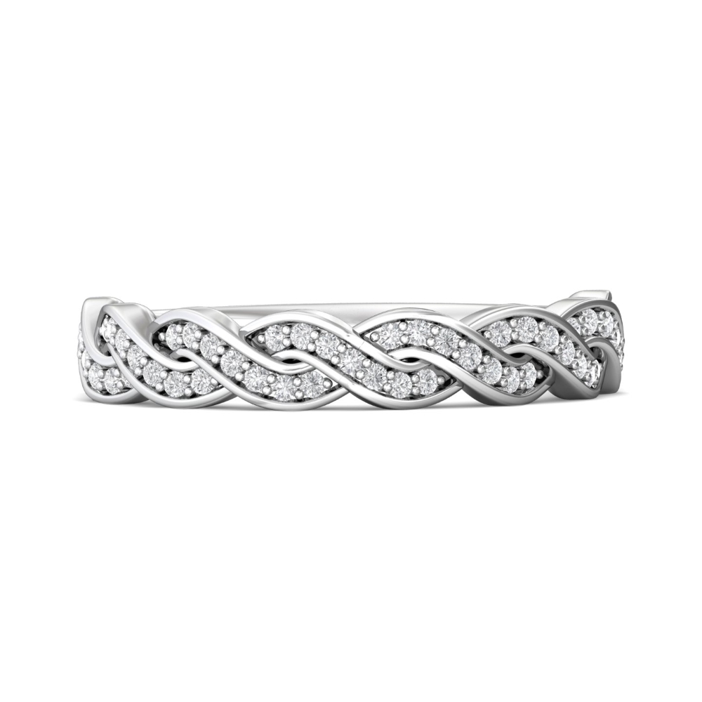 FlyerFit® 14K White Gold Micropave Bead Set Wedding Band