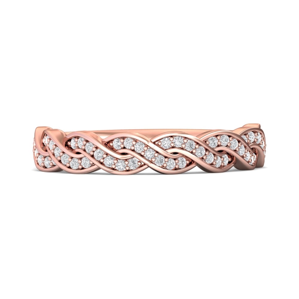 FlyerFit® 14K Pink Gold Micropave Bead Set Wedding Band