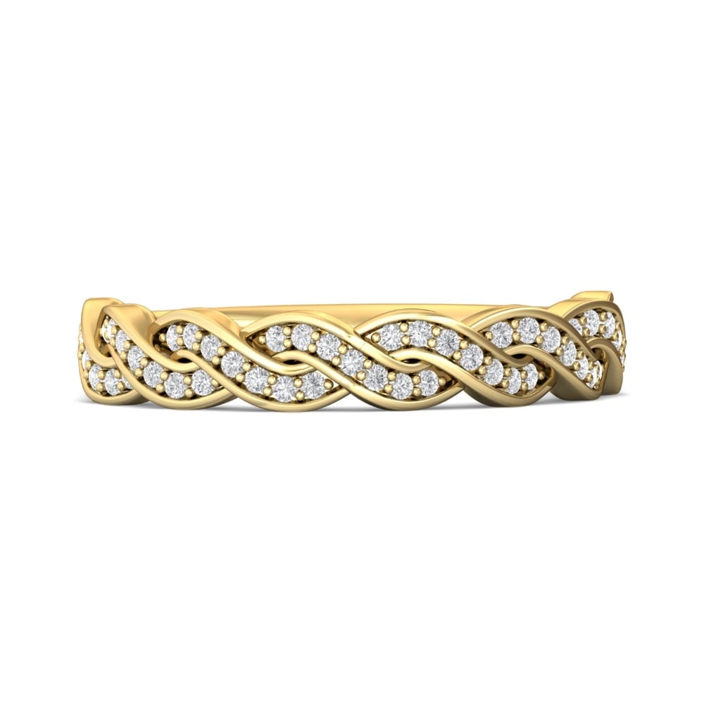 FlyerFit® 18K Yellow Gold Micropave Bead Set Wedding Band