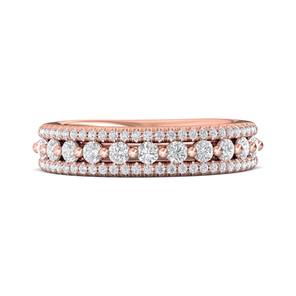 FlyerFit® 14K Pink Gold Micropave Cutdown Wedding Band