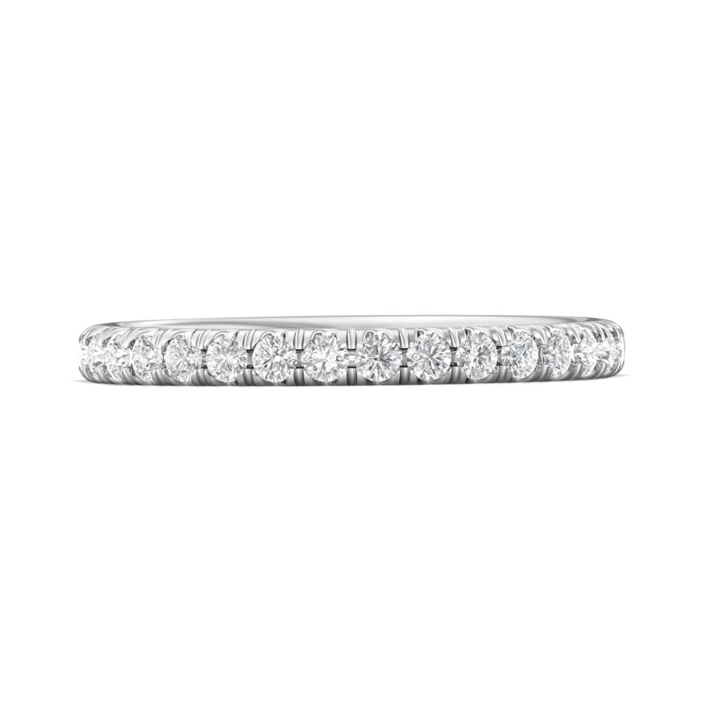 FlyerFit® 14K White Gold Micropave Cutdown Wedding Band