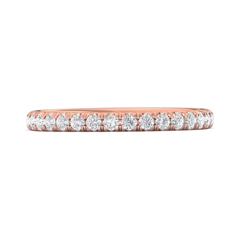 FlyerFit® 18K Pink Gold Micropave Cutdown Wedding Band