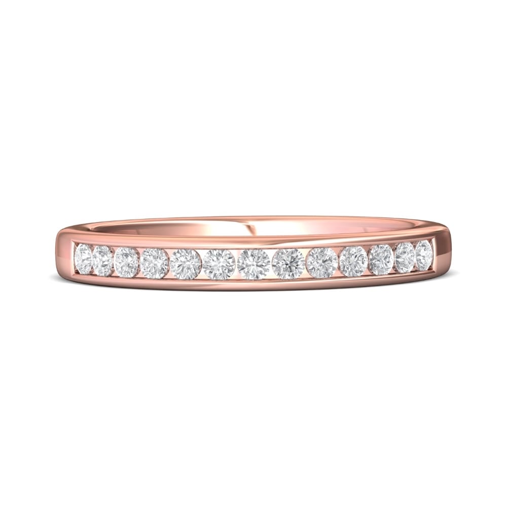 FlyerFit® 18K Pink Gold Channel  Wedding Band