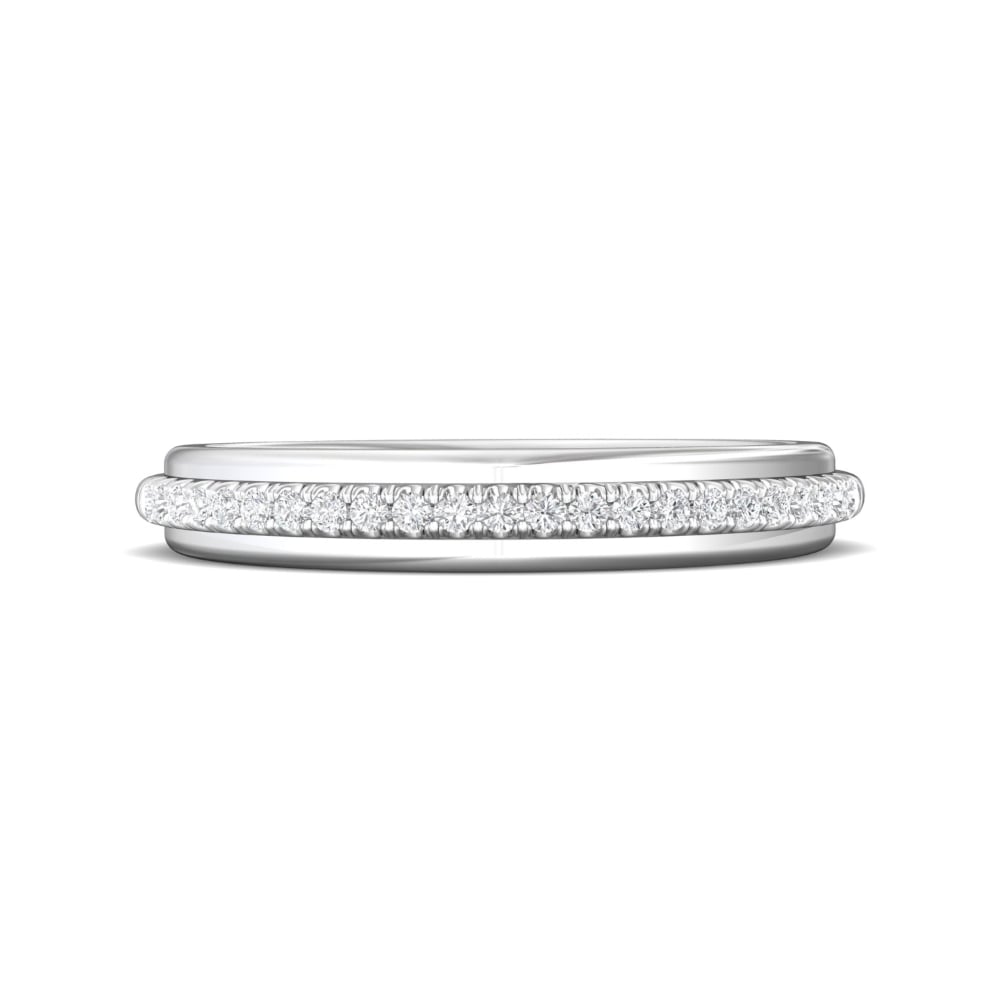 FlyerFit® 14K White Gold Micropave Bead Set Wedding Band