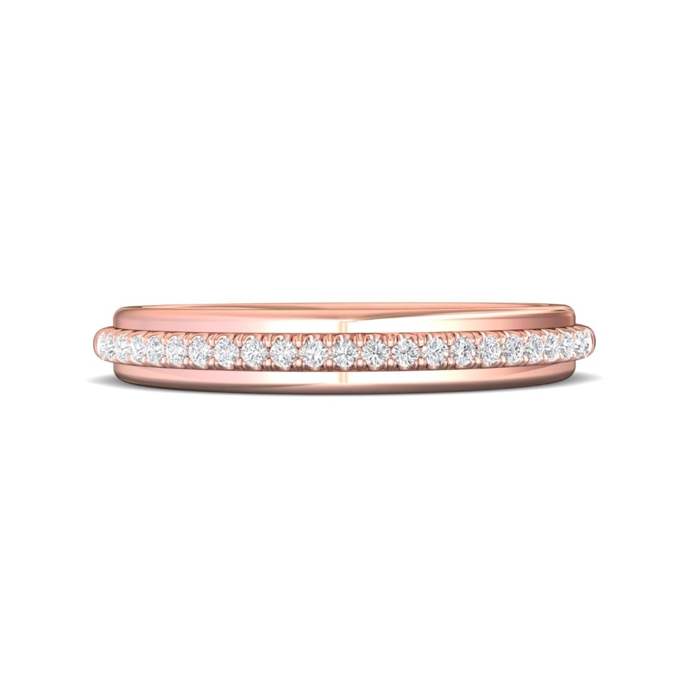 FlyerFit® 18K Pink Gold Micropave Bead Set Wedding Band