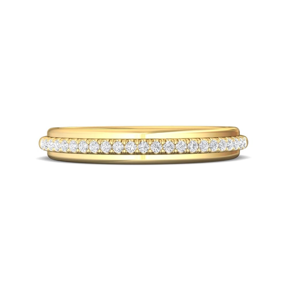 FlyerFit® 18K Yellow Gold Micropave Bead Set Wedding Band