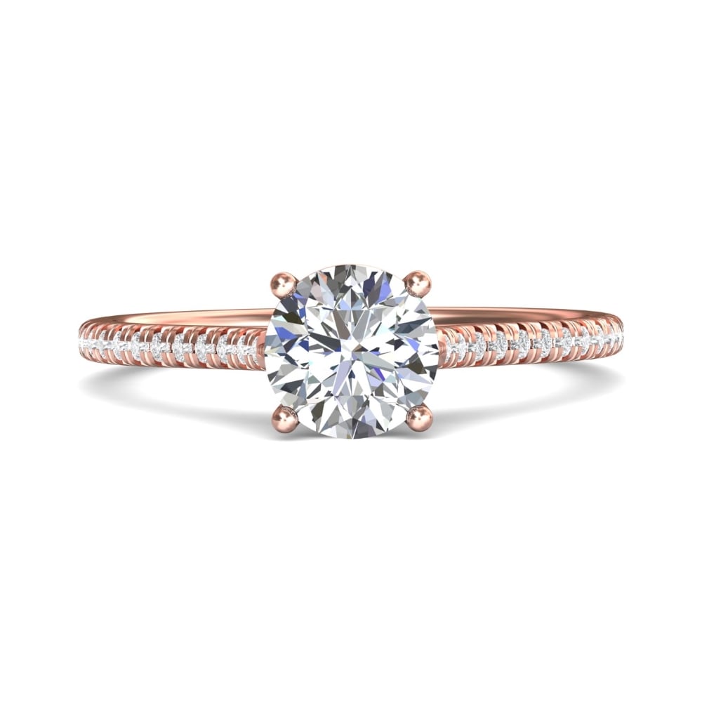 FlyerFit® 14K Pink Gold Micropave Engagement Ring