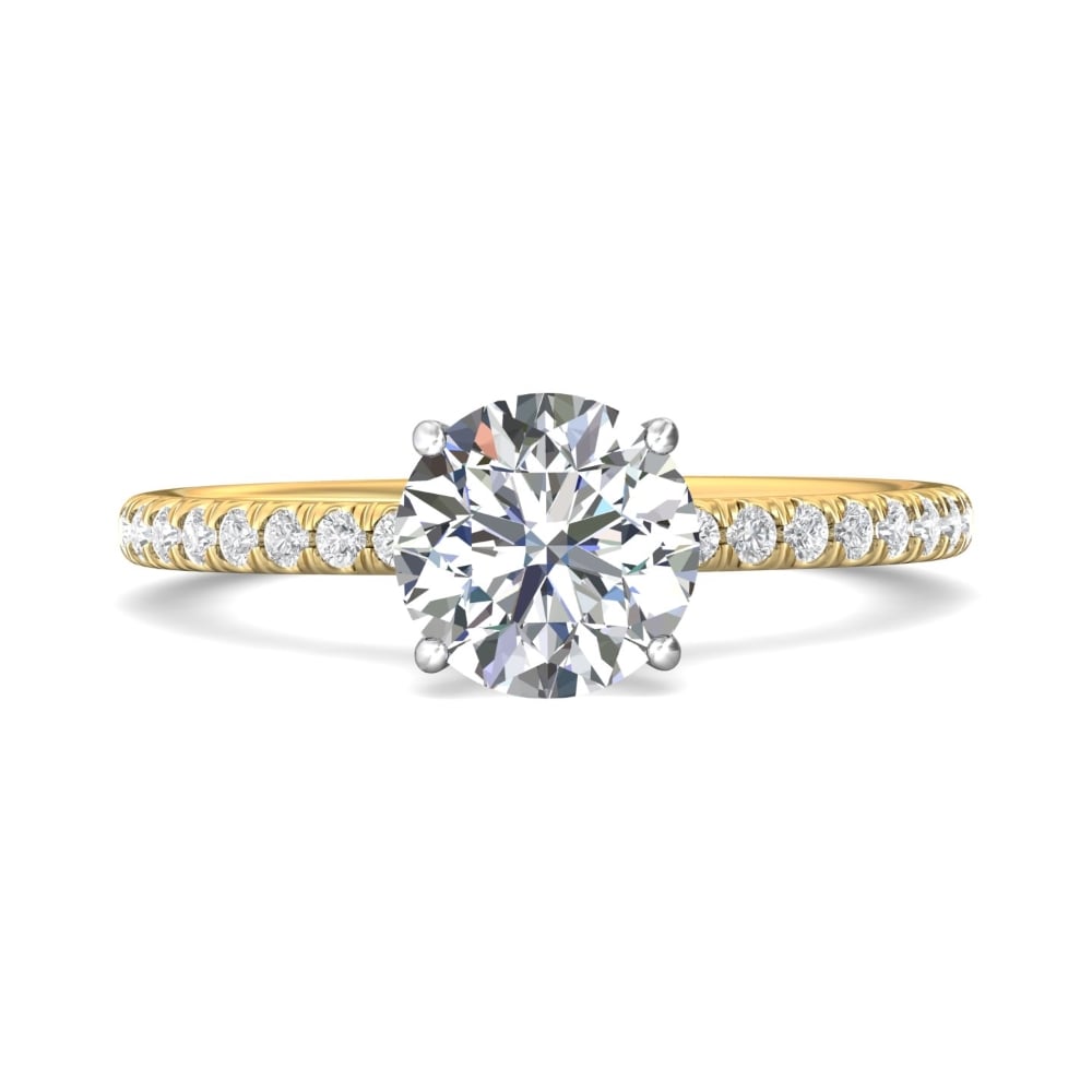 FlyerFit® 14K Yellow and 14K White Gold Micropave Engagement Ring