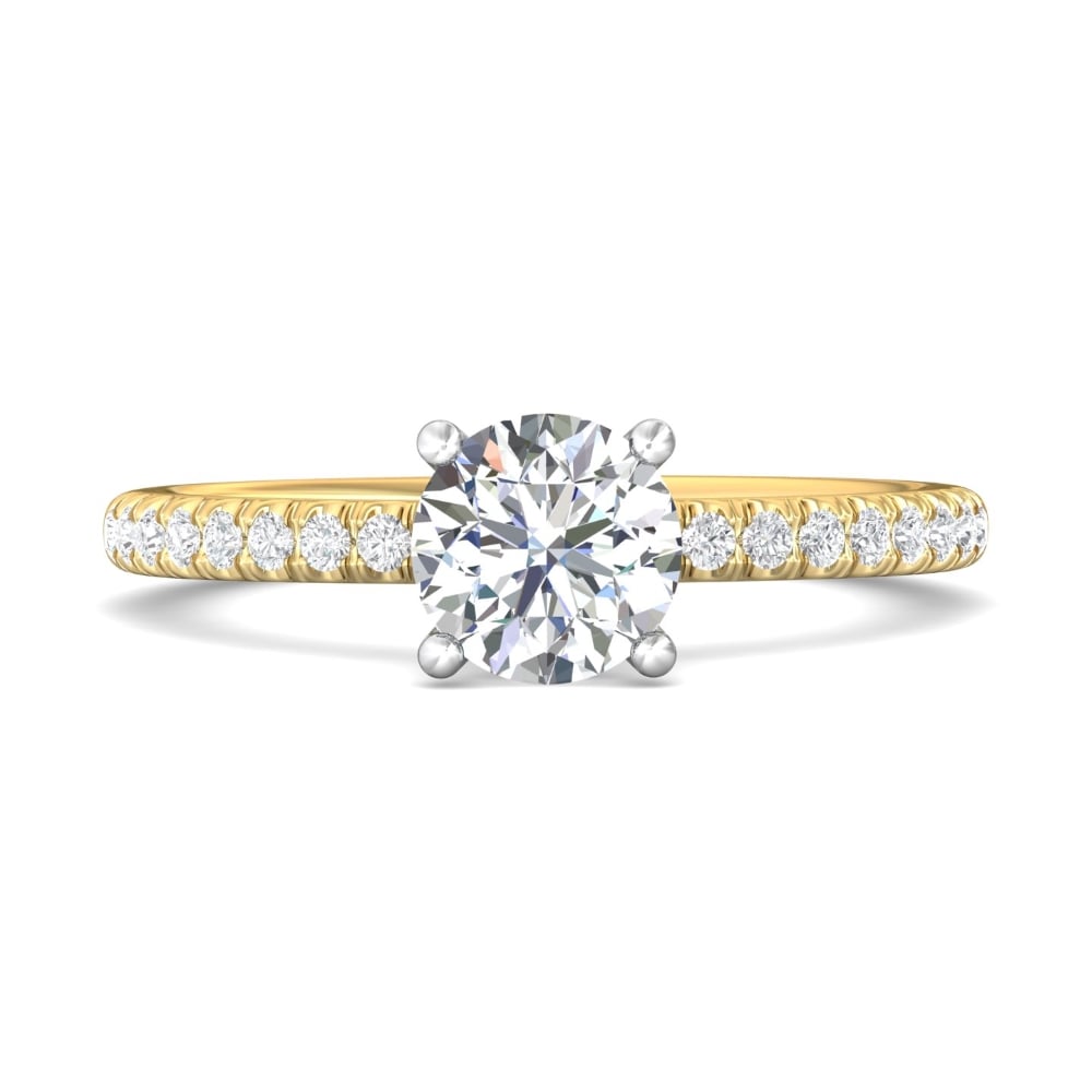 FlyerFit® 14K Yellow and 14K White Gold Micropave Engagement Ring