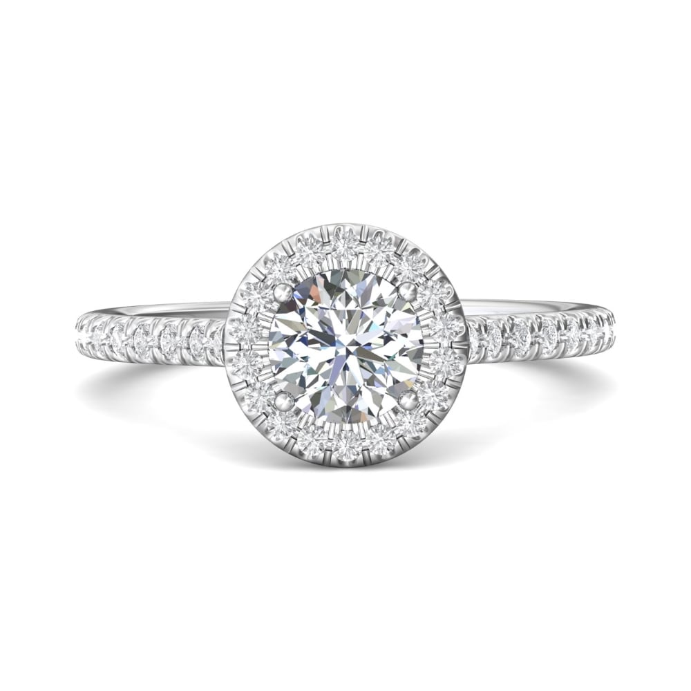 FlyerFit® 14K White Gold Micropave Halo Engagement Ring