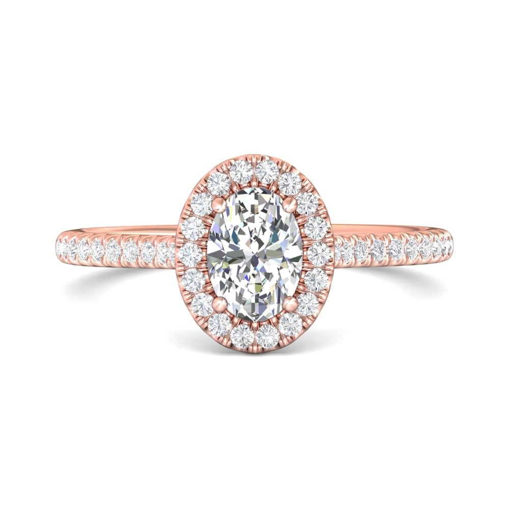 FlyerFit® 14K Pink Gold Micropave Halo Engagement Ring