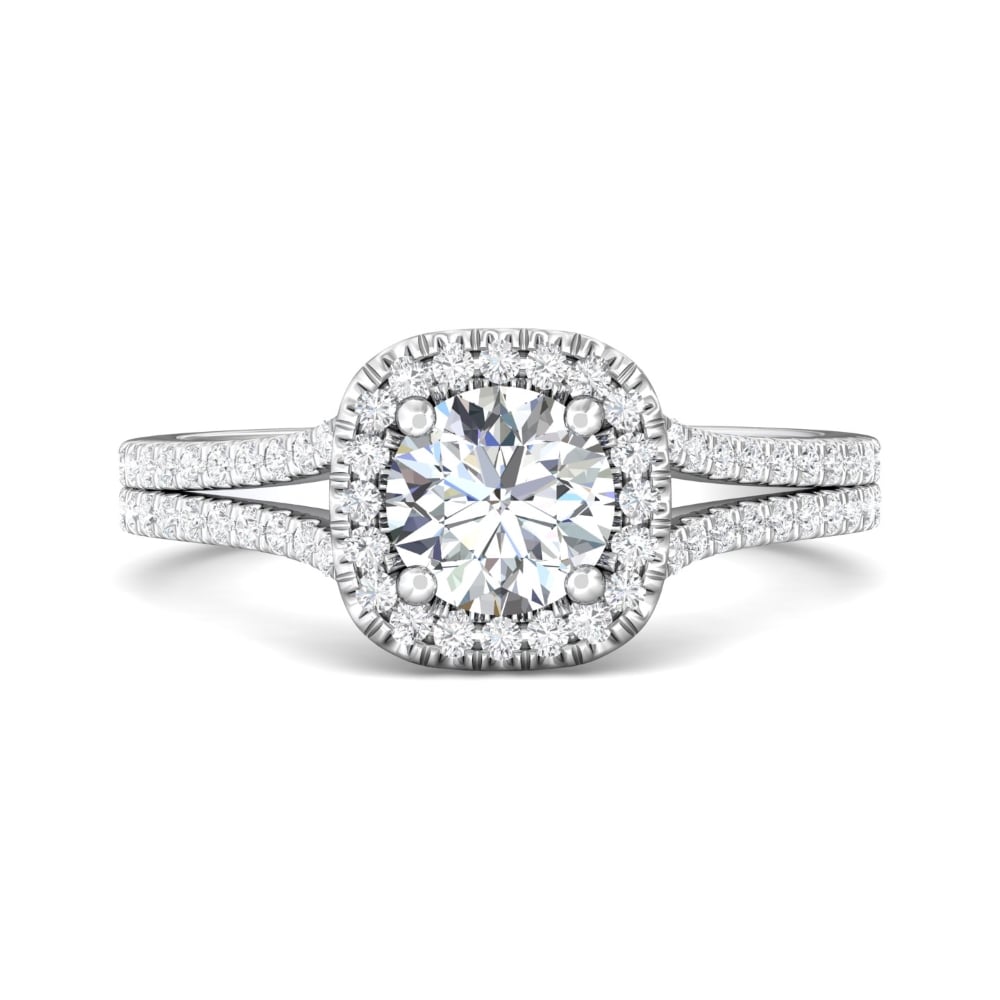 FlyerFit® 14K White Gold Split Shank Engagement Ring