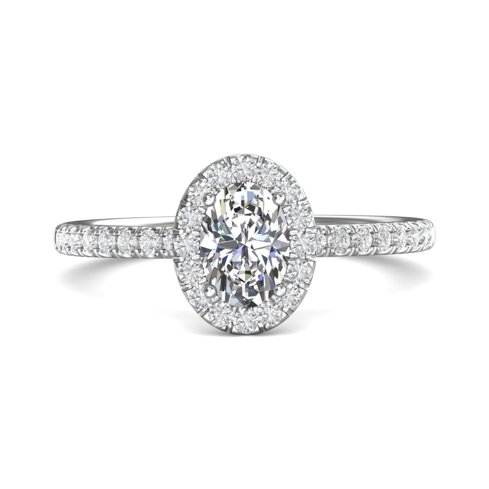 FlyerFit® 14K White Gold Micropave Halo Engagement Ring