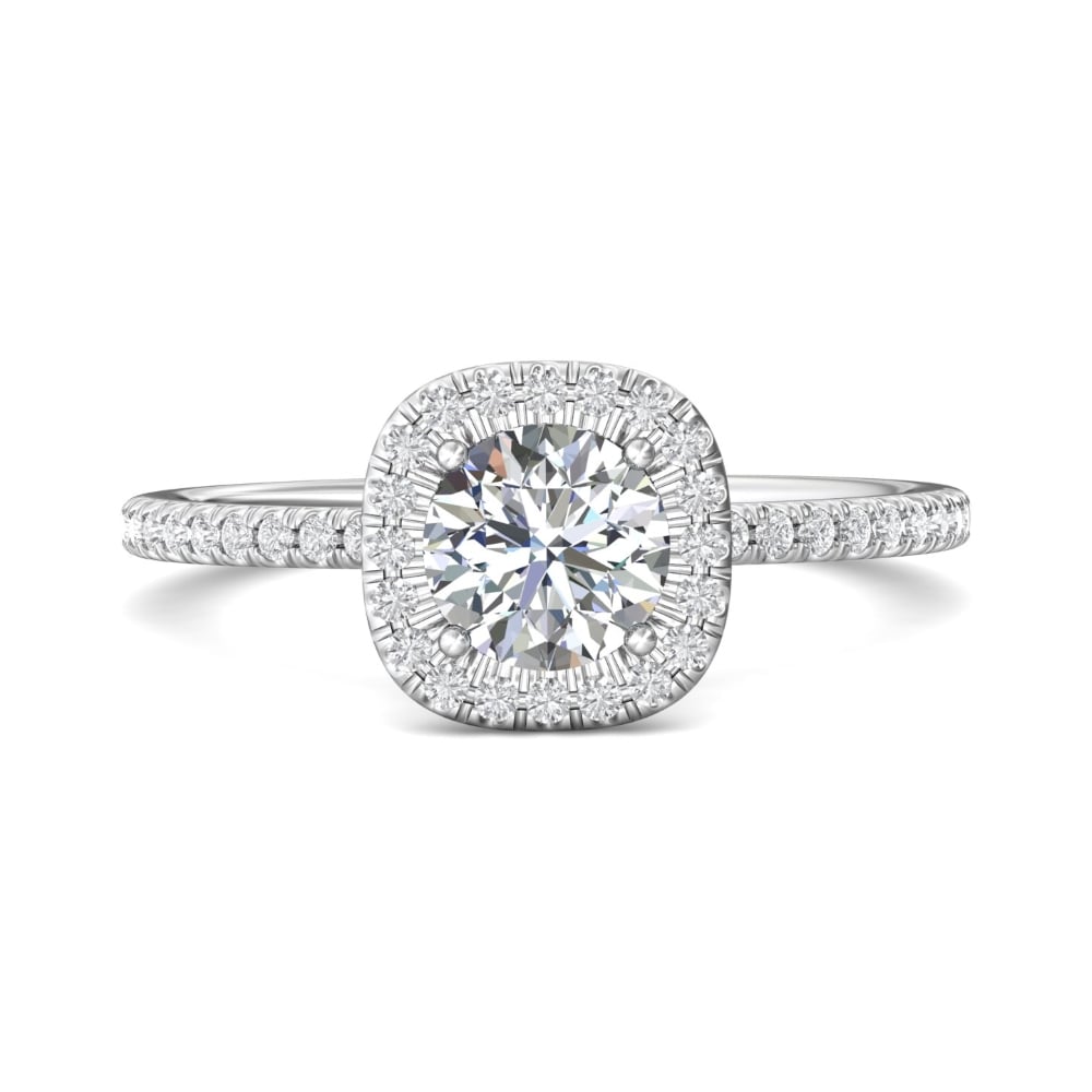 FlyerFit® Platinum Micropave Halo Engagement Ring