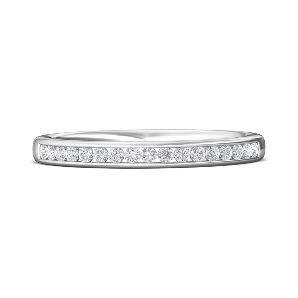 FlyerFit® 18K White Gold Channel  Wedding Band