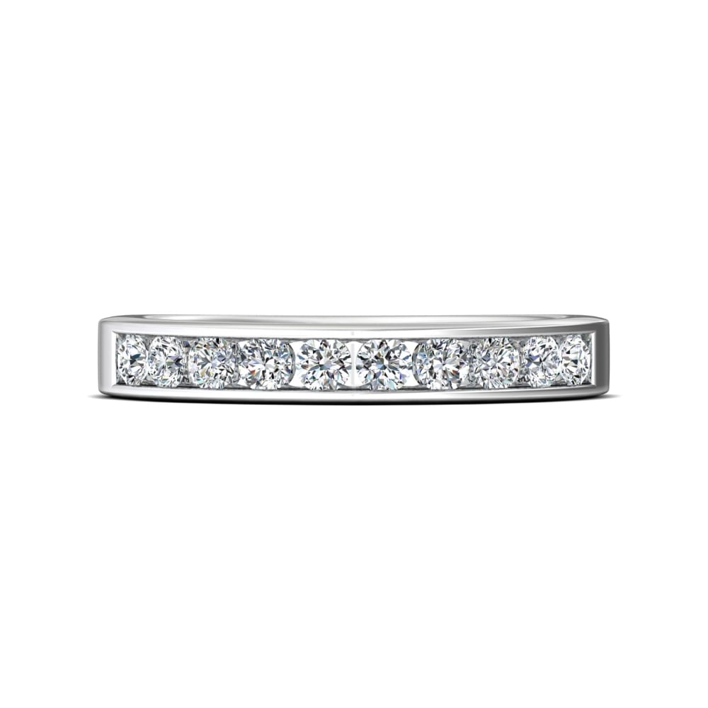 FlyerFit® 14K White Gold Channel  Wedding Band