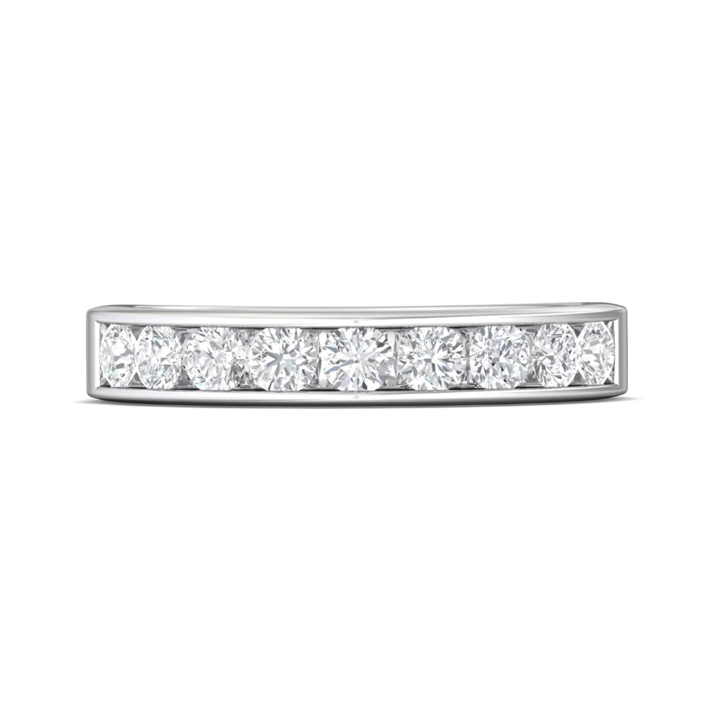 FlyerFit® 14K White Gold Channel  Wedding Band