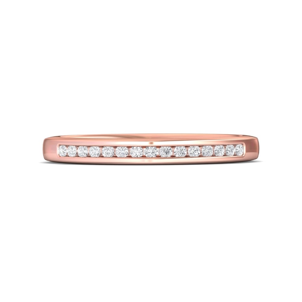 FlyerFit® 14K Pink Gold Channel  Wedding Band