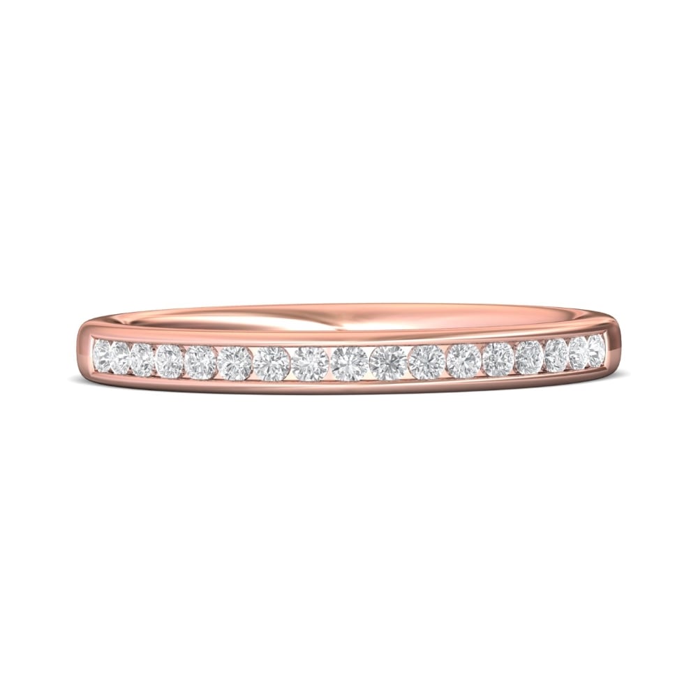 FlyerFit® 14K Pink Gold Channel  Wedding Band