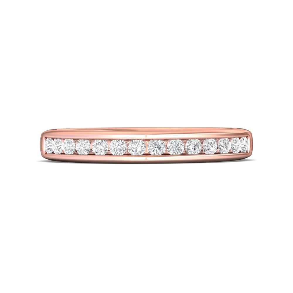 FlyerFit® 18K Pink Gold Channel  Wedding Band