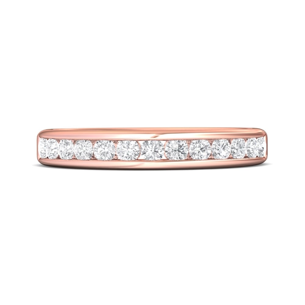 FlyerFit® 14K Pink Gold Channel  Wedding Band