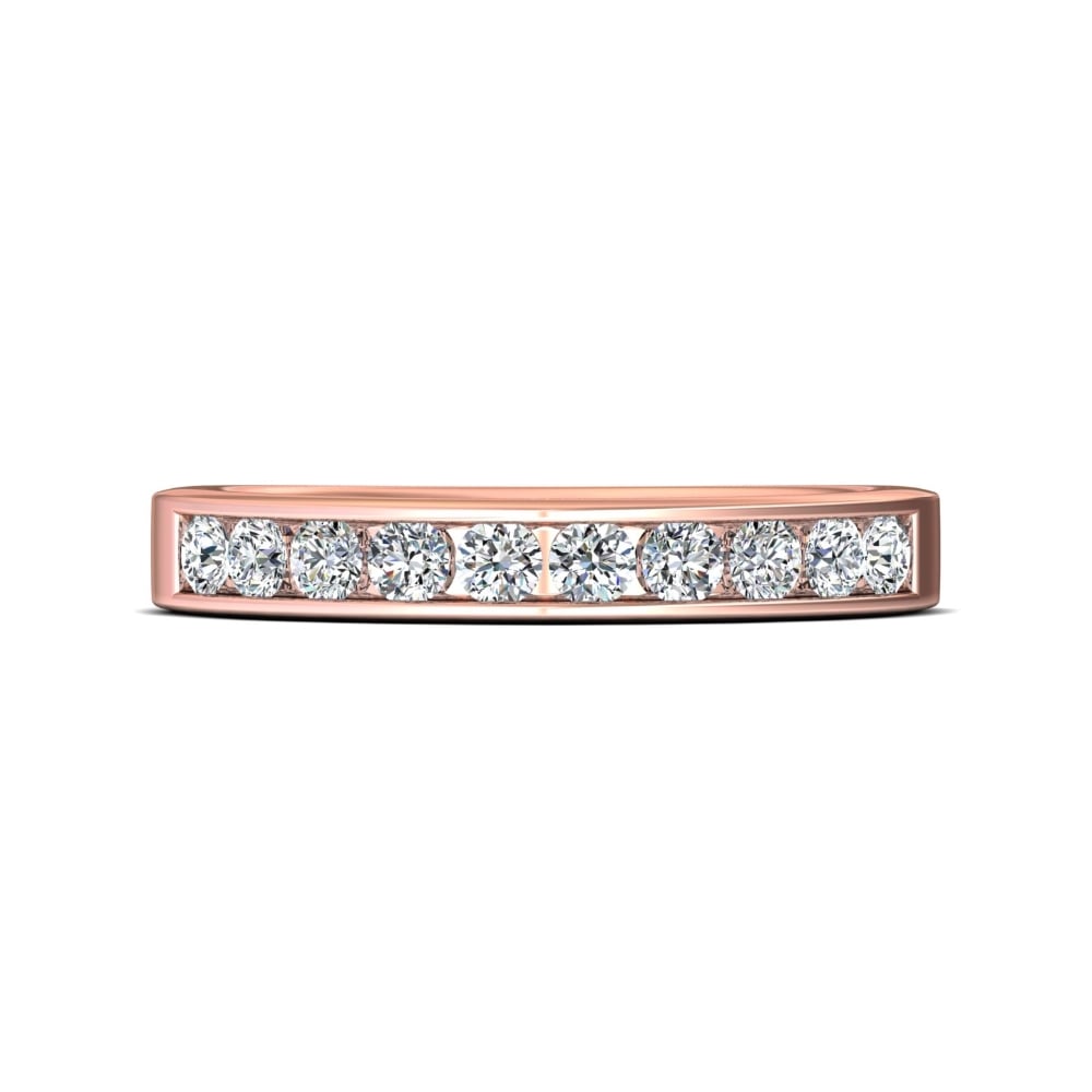 FlyerFit® 14K Pink Gold Channel  Wedding Band