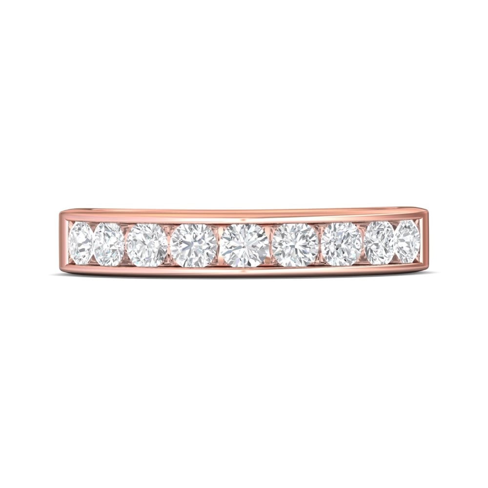 FlyerFit® 18K Pink Gold Channel  Wedding Band