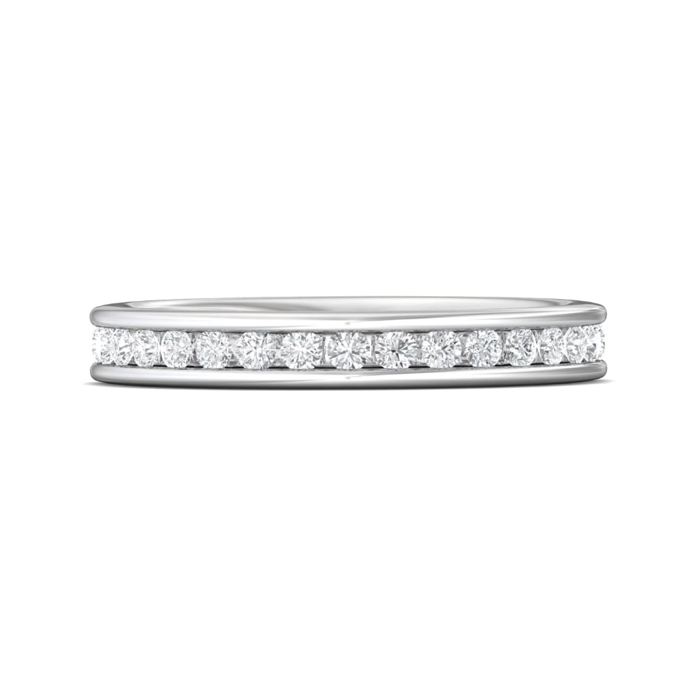 FlyerFit® 14K White Gold Eternity Wedding Band