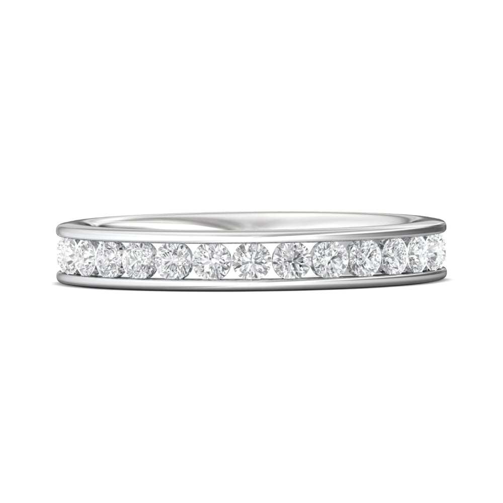 FlyerFit® 18K White Gold Eternity Wedding Band