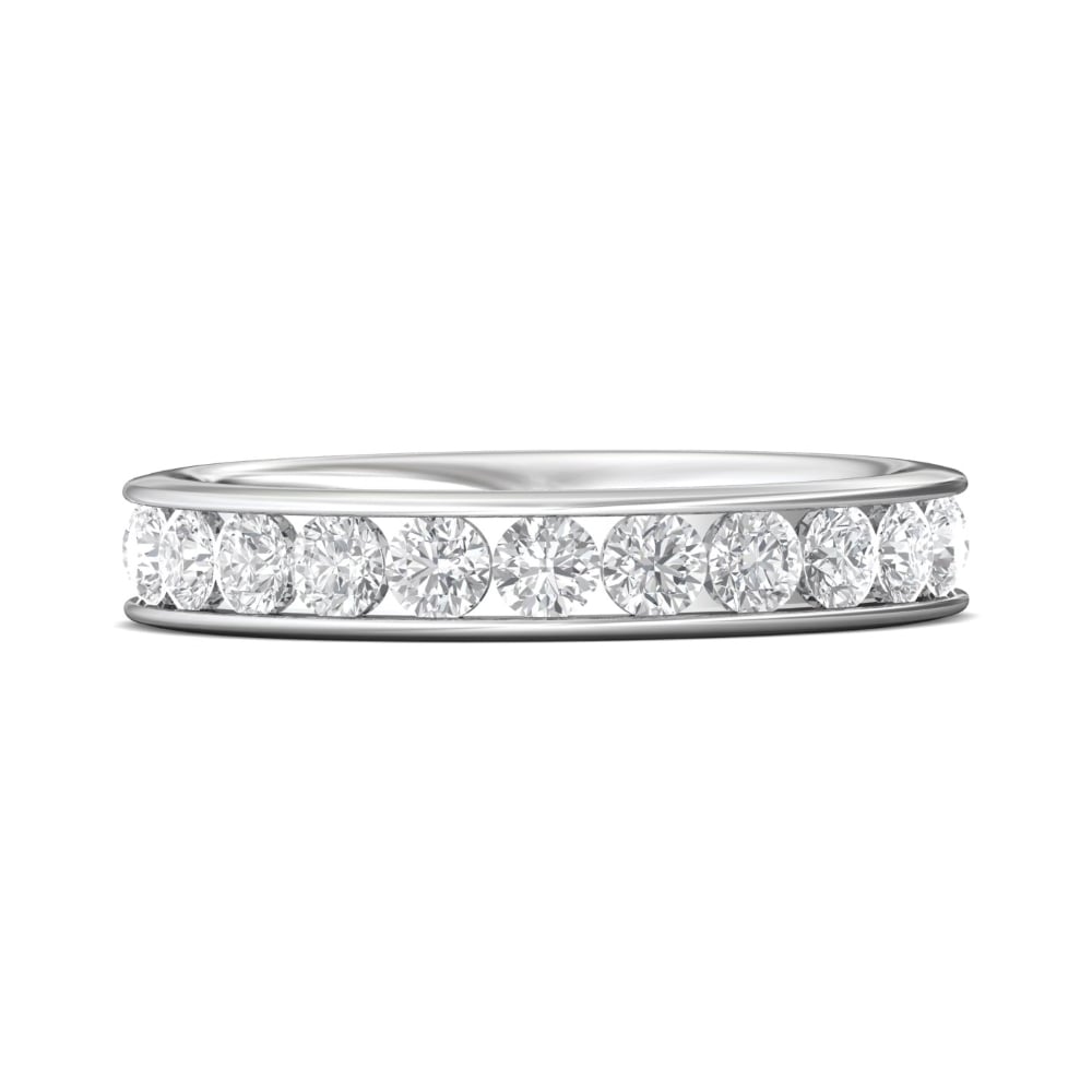 FlyerFit® 18K White Gold Eternity Wedding Band