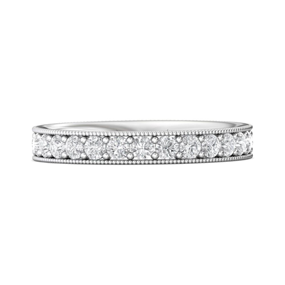 FlyerFit® 18K White Gold Eternity Wedding Band