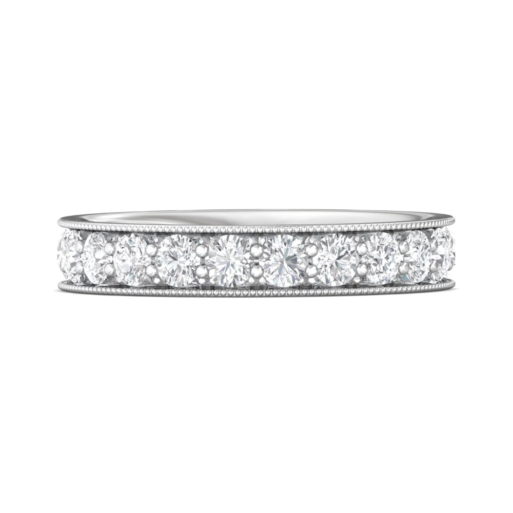 FlyerFit® 18K White Gold Eternity Wedding Band