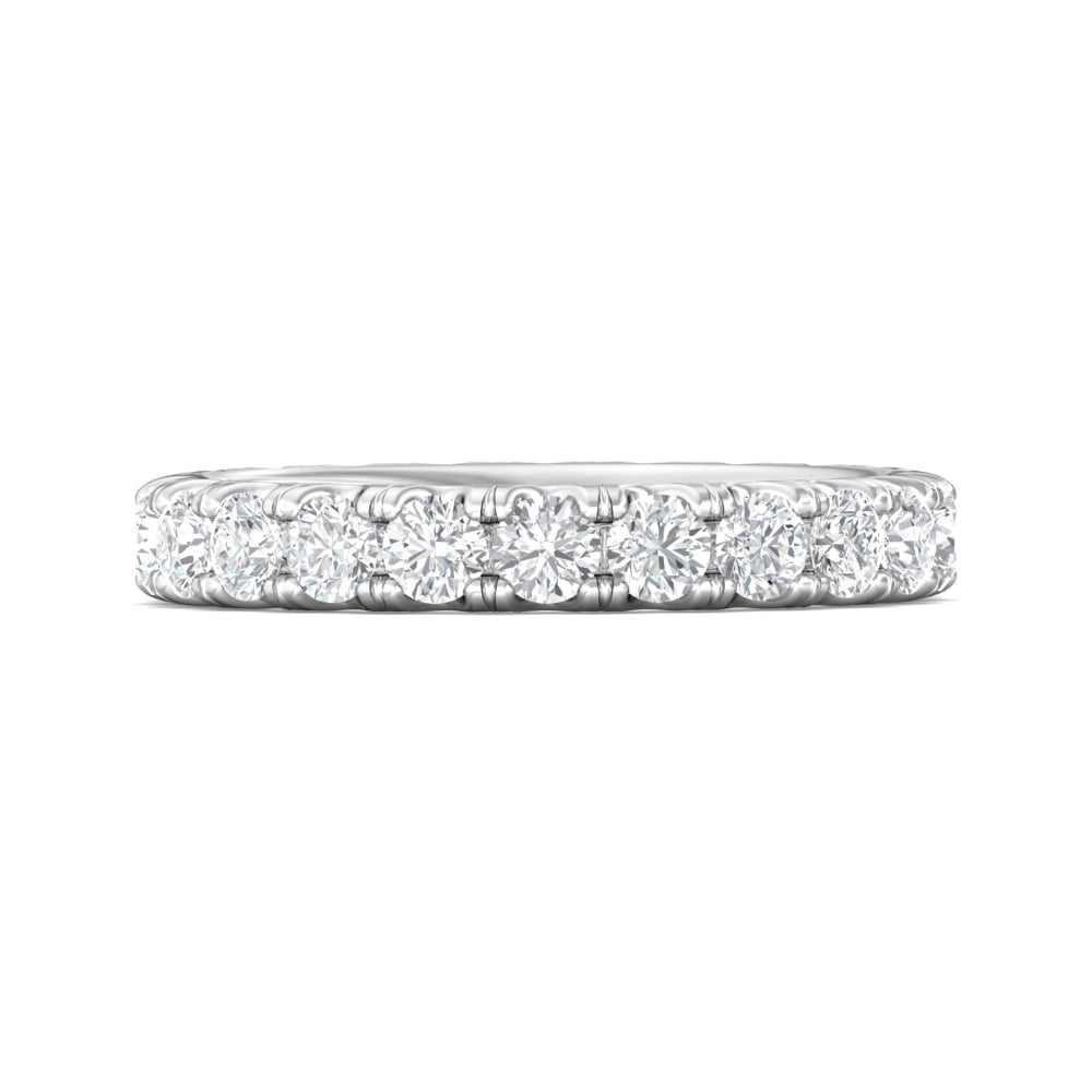 FlyerFit® 14K White Gold Micropave Cutdown Wedding Band