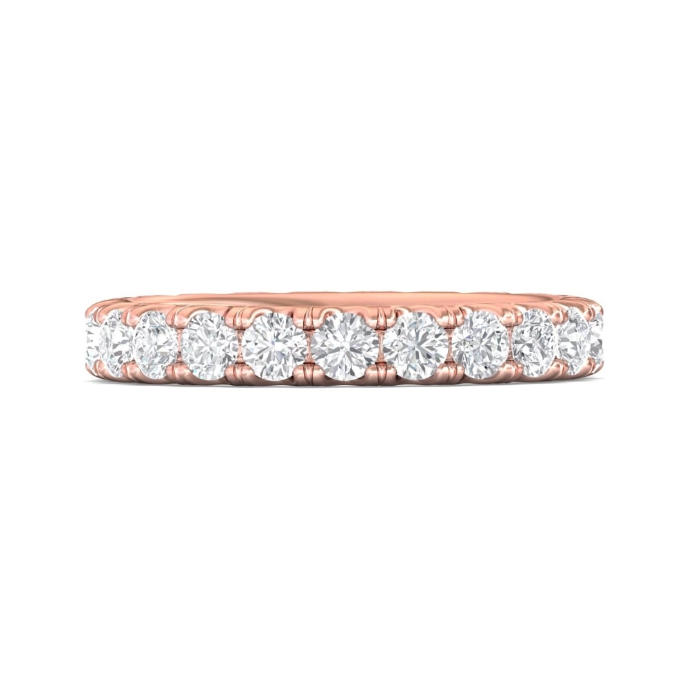 FlyerFit® 18K Pink Gold Micropave Cutdown Wedding Band