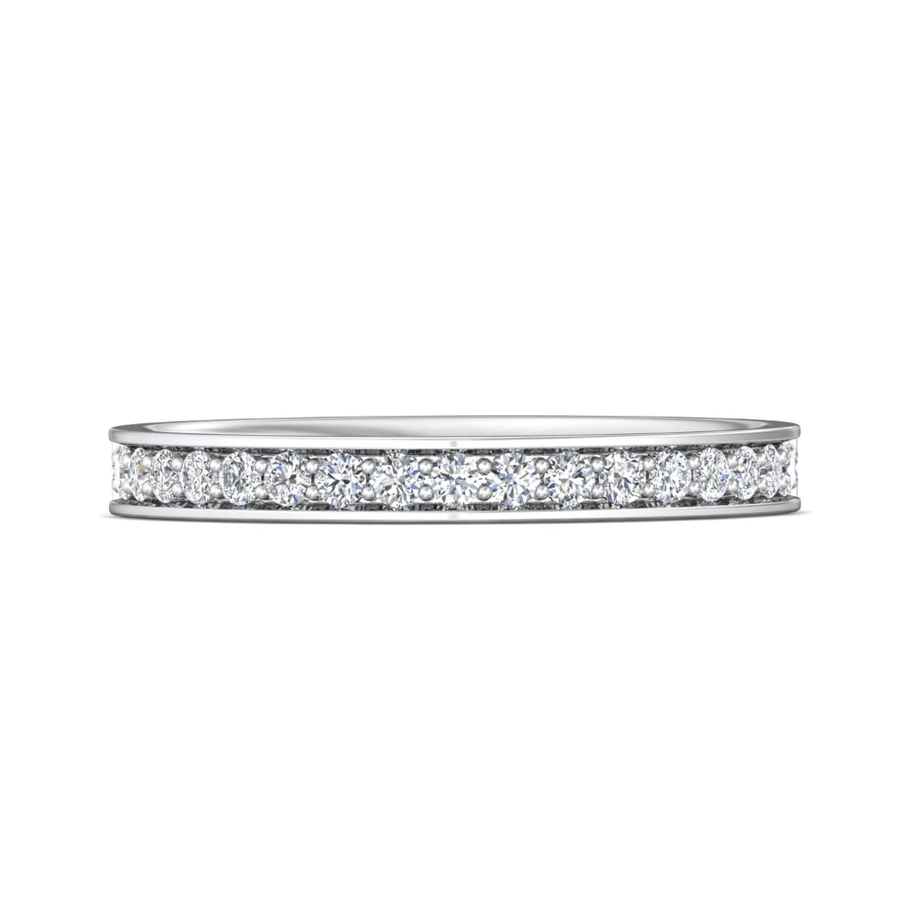 FlyerFit® Platinum Micropave Bead Set Wedding Band