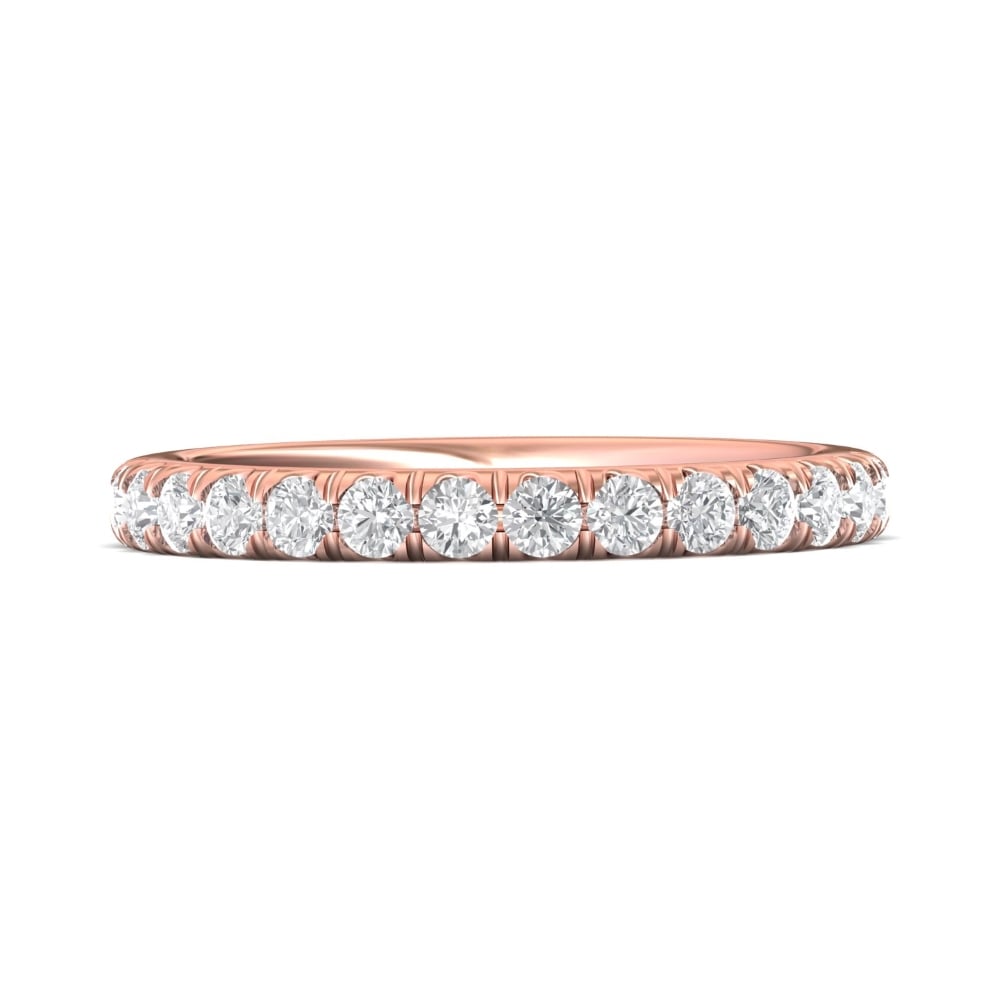 FlyerFit® 18K Pink Gold Micropave Cutdown Wedding Band