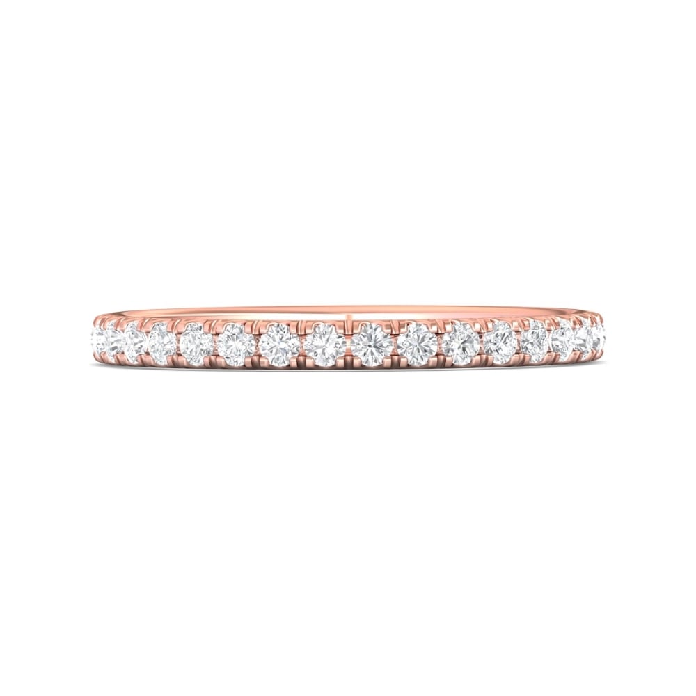 FlyerFit® 14K Pink Gold Micropave Cutdown Wedding Band