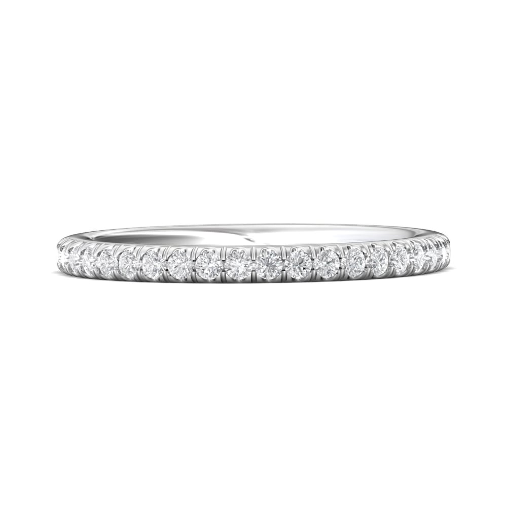 FlyerFit® 18K White Gold Micropave Cutdown Wedding Band