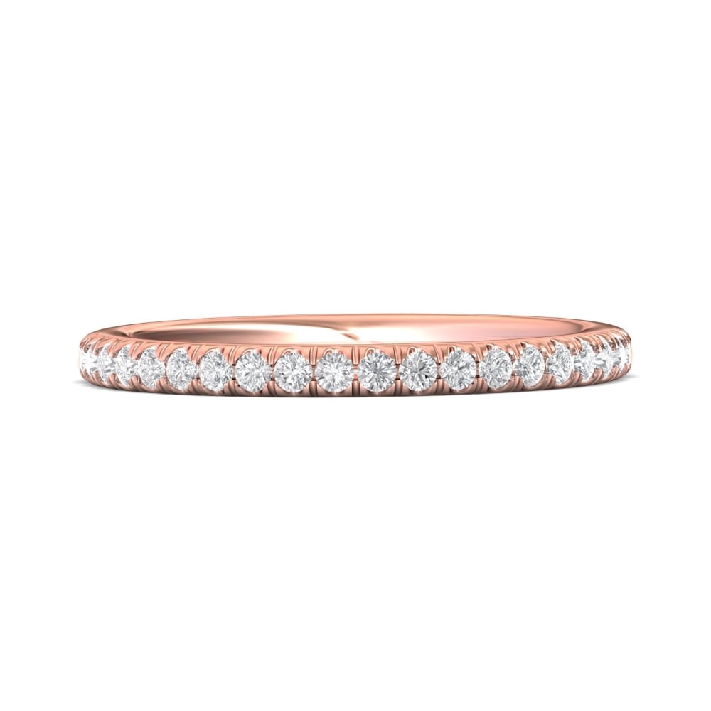 FlyerFit® 18K Pink Gold Micropave Cutdown Wedding Band