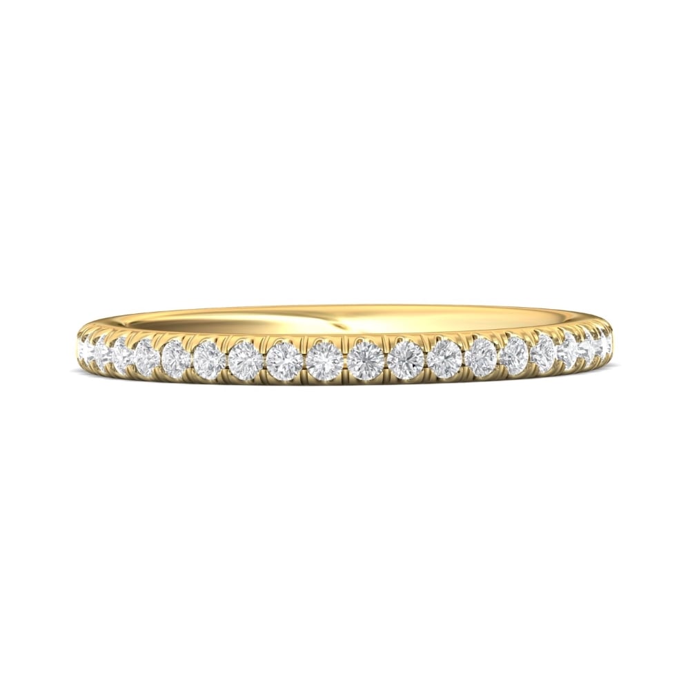 FlyerFit® 14K Yellow Gold Micropave Cutdown Wedding Band