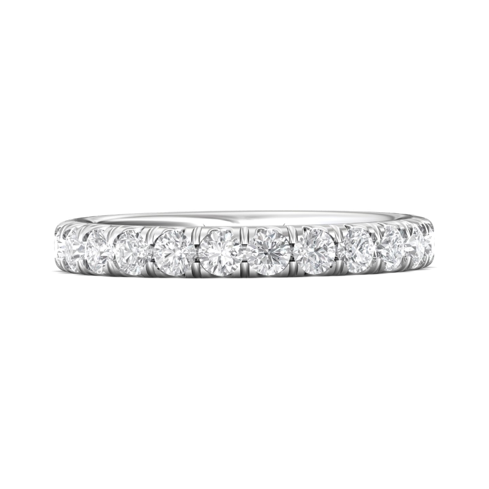 FlyerFit® 18K White Gold Micropave Cutdown Wedding Band