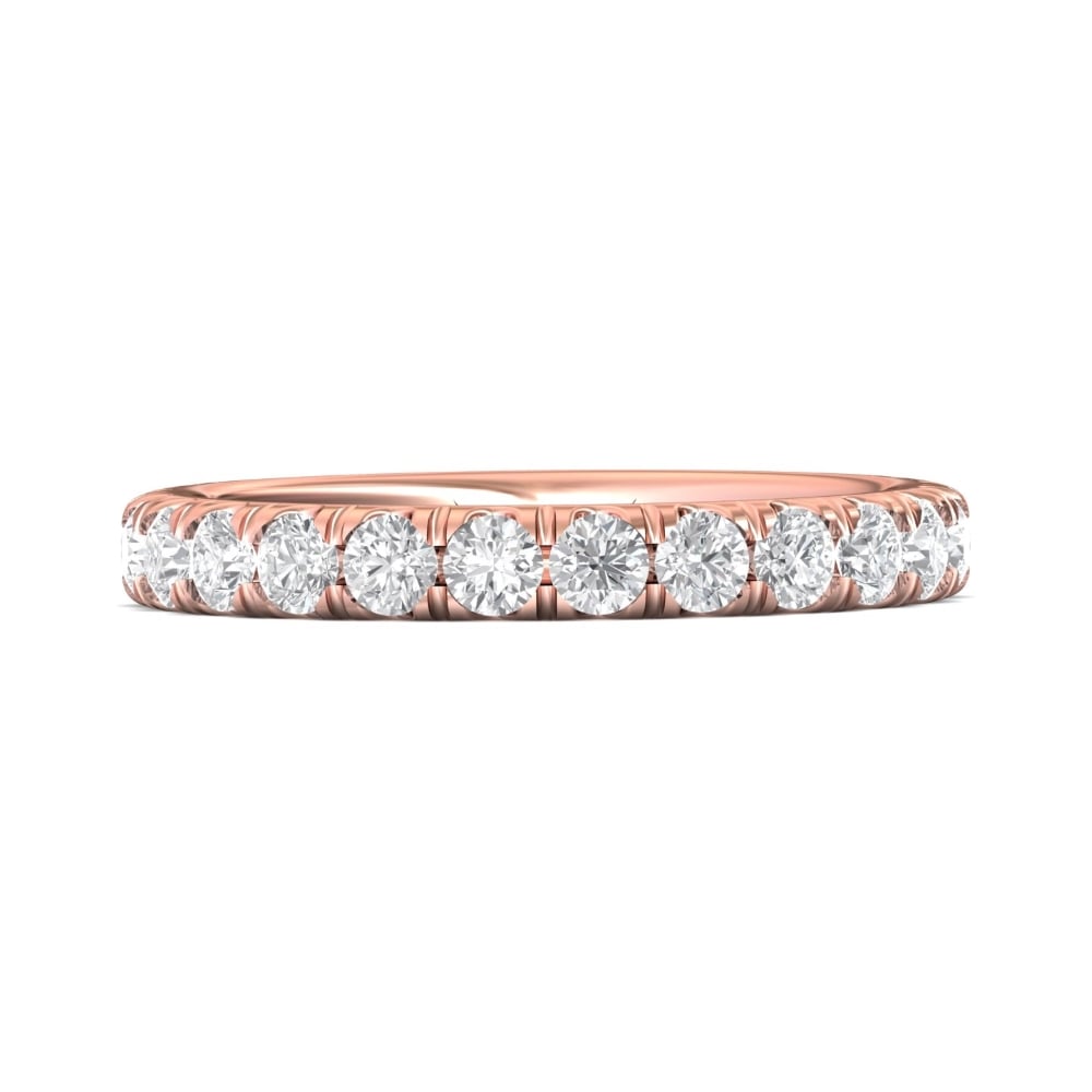 FlyerFit® 14K Pink Gold Micropave Cutdown Wedding Band