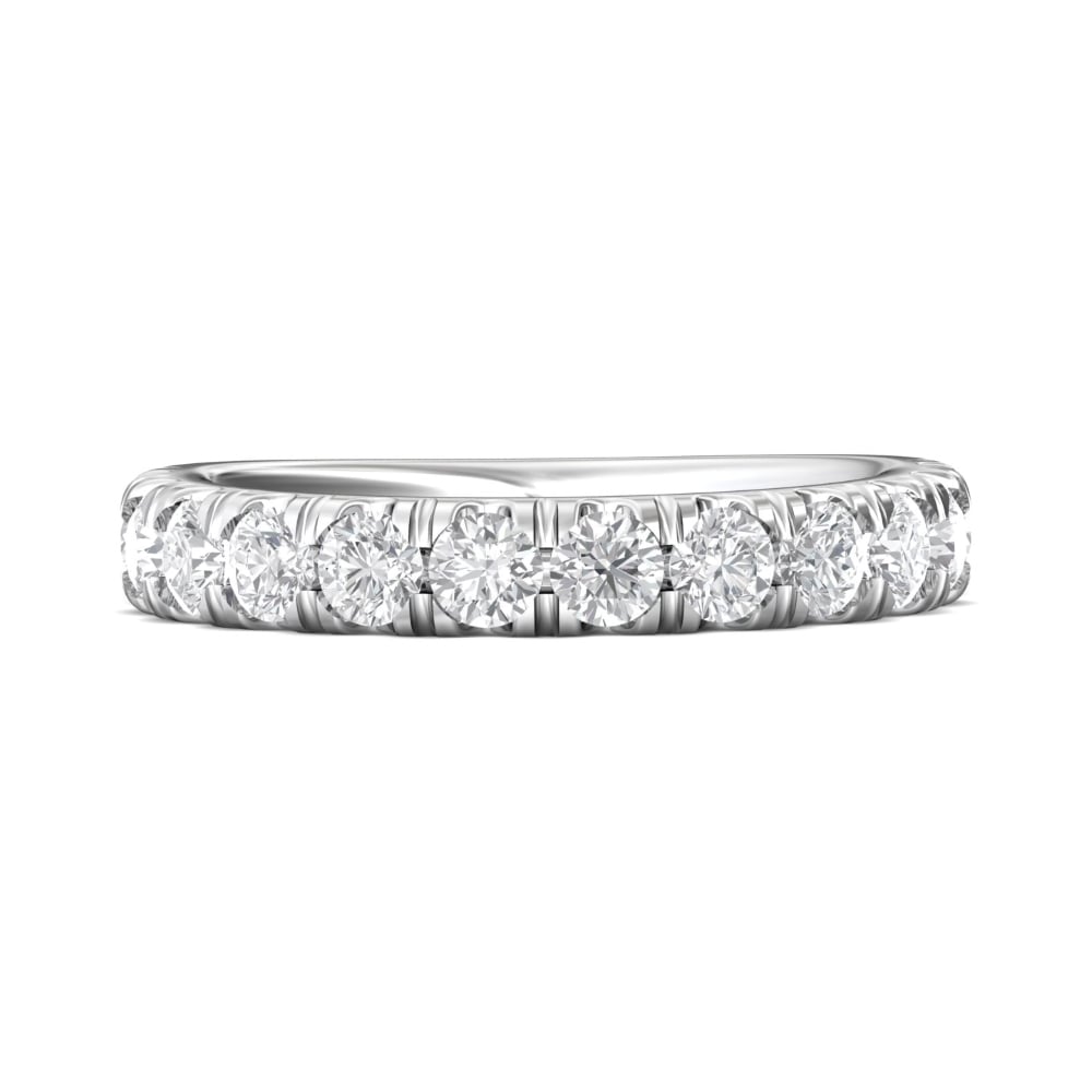 FlyerFit® 18K White Gold Micropave Cutdown Wedding Band