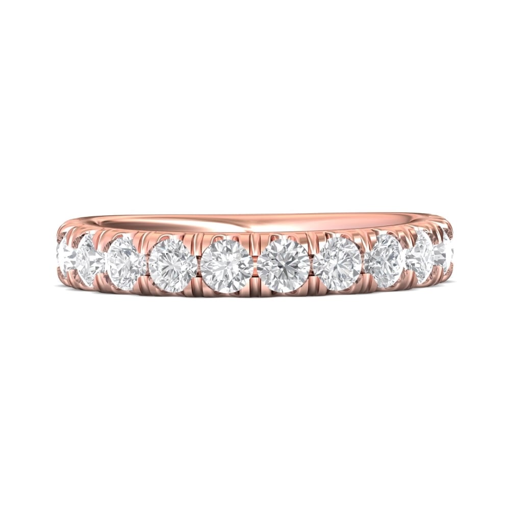 FlyerFit® 18K Pink Gold Micropave Cutdown Wedding Band