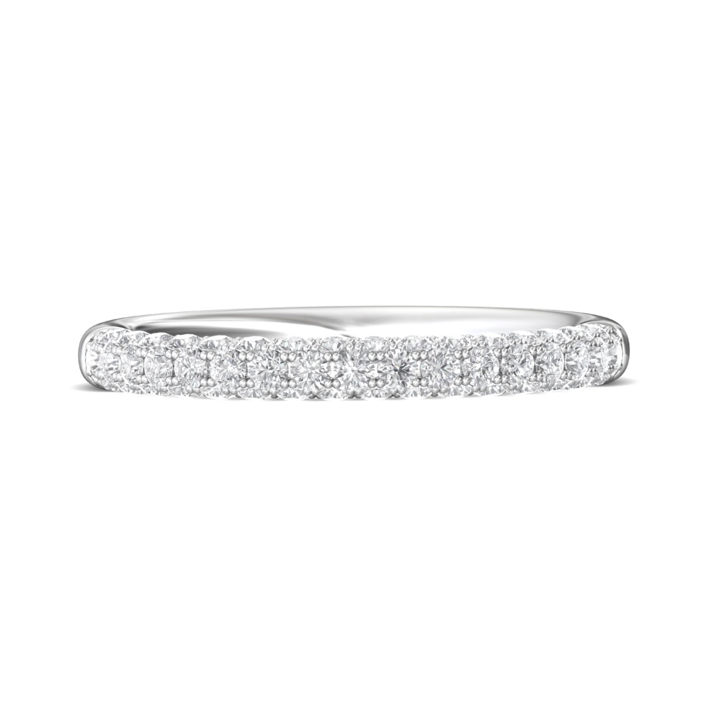 FlyerFit® 14K White Gold Micropave Wedding Band